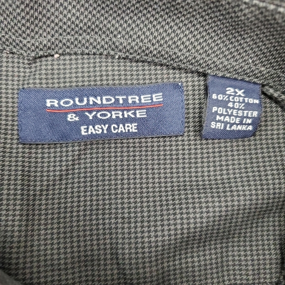 Roundtree & Yorke Men's 2XL XXL Dress Shirt Button Down Black Long Sleeve - Picture 6 of 9